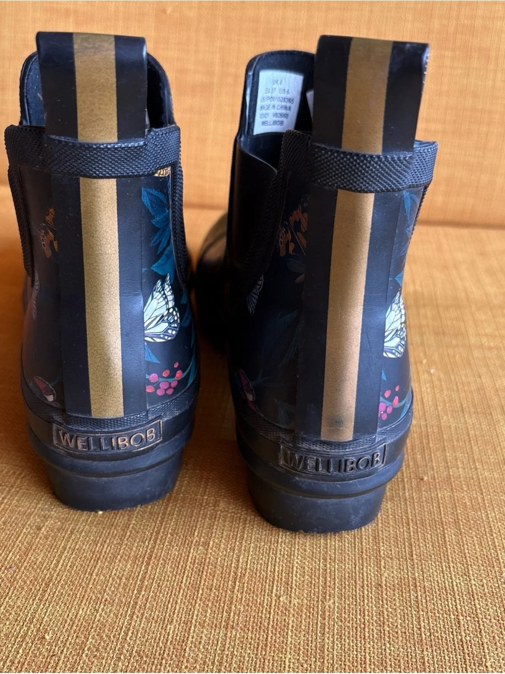 Women's Joules Wellibob Navy Botanical Flowers Rain Boot (Size 37)